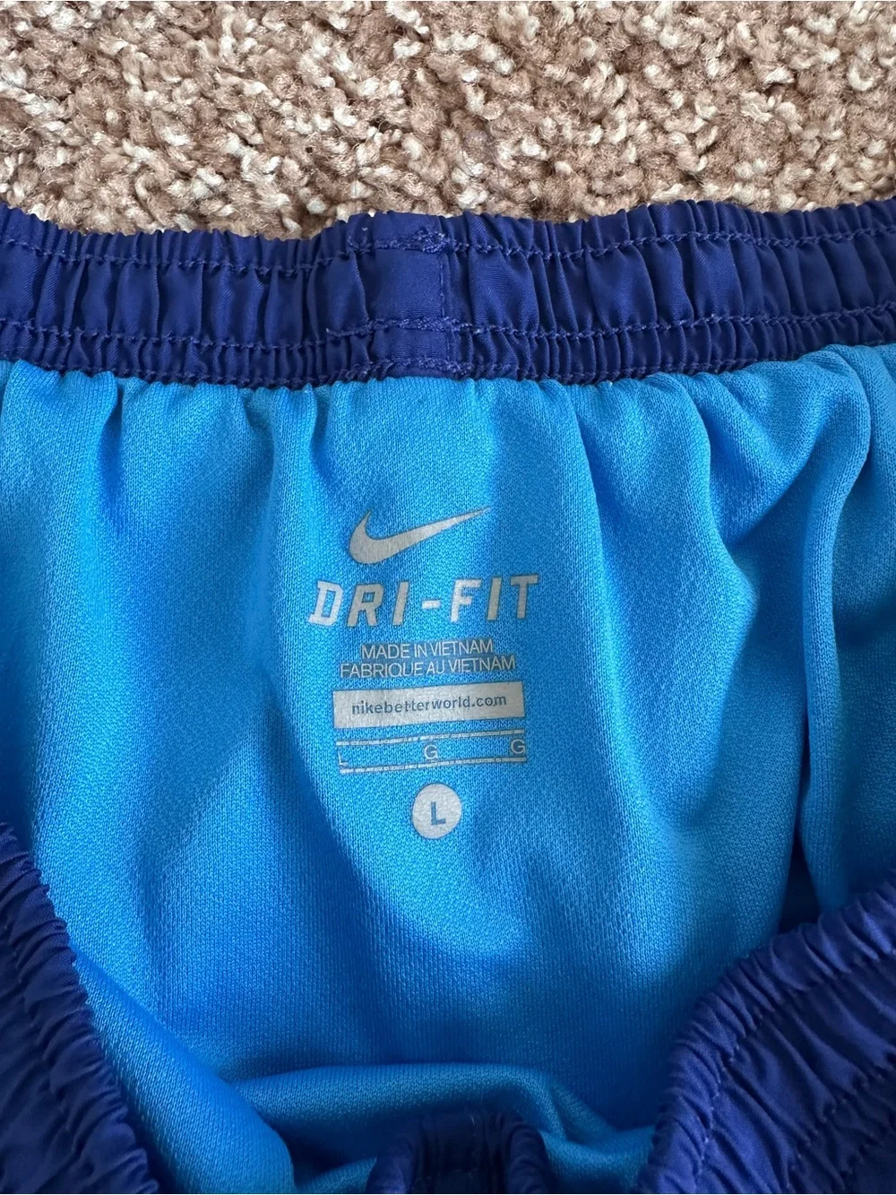 Nike Women’s Royal and Light Blue Athletic Shorts with White Trim